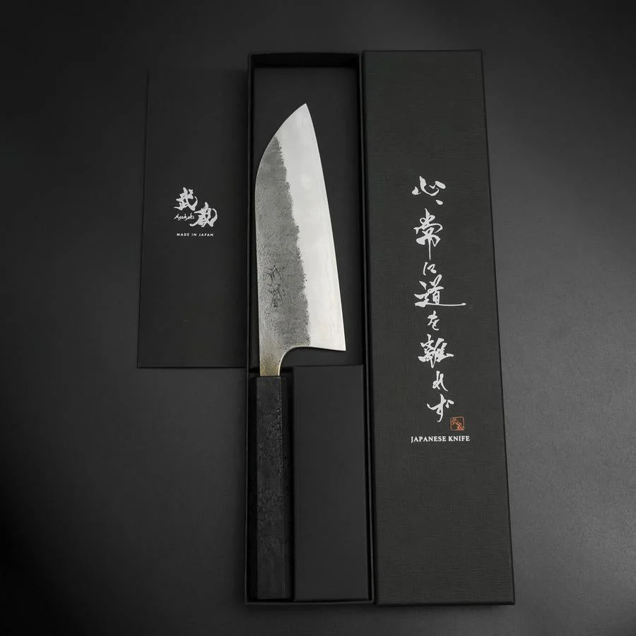 Santoku Silver Steel #3 Nashiji Schwarzer Ishime Urushi Griff 165mm - Image 8
