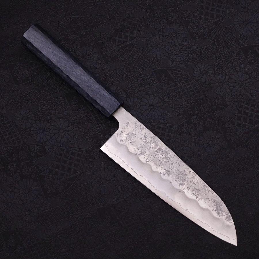 Santoku Silver Steel #3 Nashiji Dunkelblauer Griff 165mm
