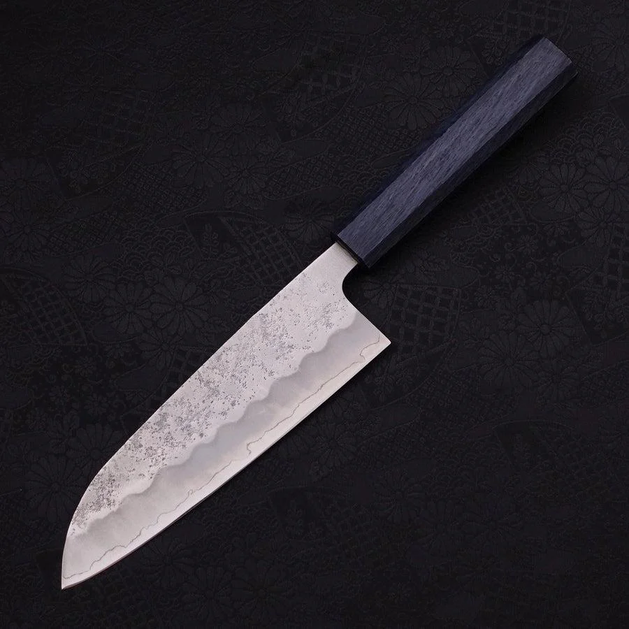 Santoku Silver Steel #3 Nashiji Dunkelblauer Griff 165mm - Image 2