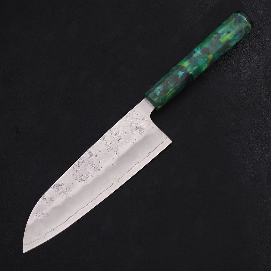Santoku Silver Steel #3 Nashiji Grüner Ozeanplastik Griff 165mm - Image 2