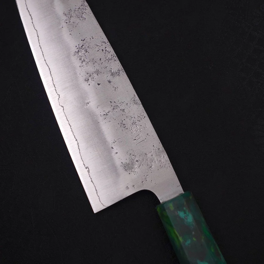 Santoku Silver Steel #3 Nashiji Grüner Ozeanplastik Griff 165mm - Image 3