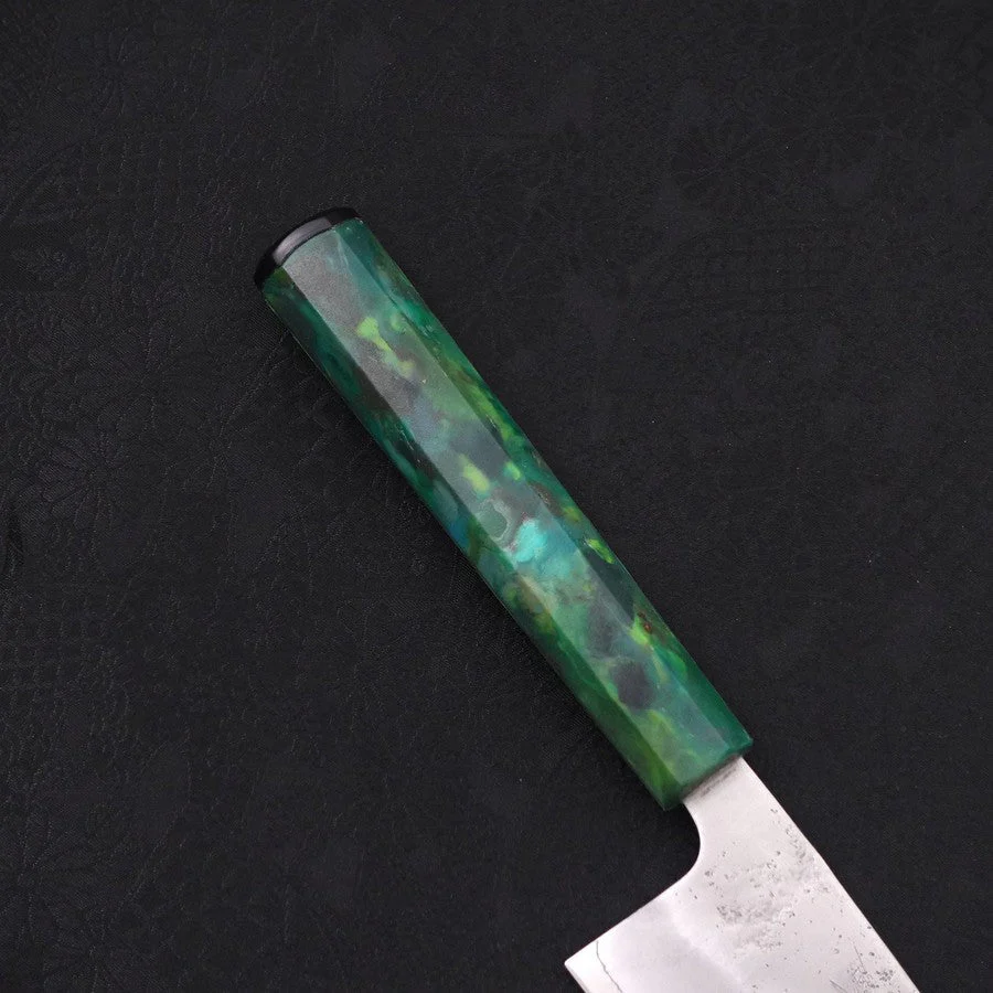 Santoku Silver Steel #3 Nashiji Grüner Ozeanplastik Griff 165mm - Image 6