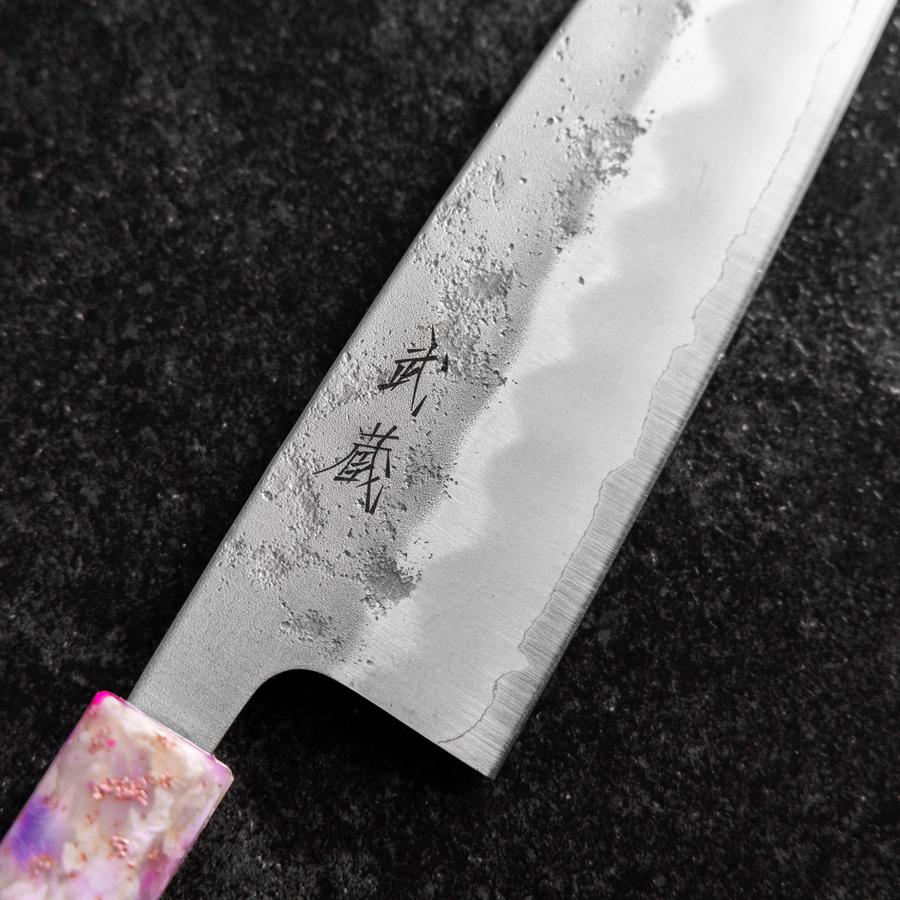 Santoku Silver Steel #3 Nashiji Sakura Ozeanplastik Griff 165mm - Image 3
