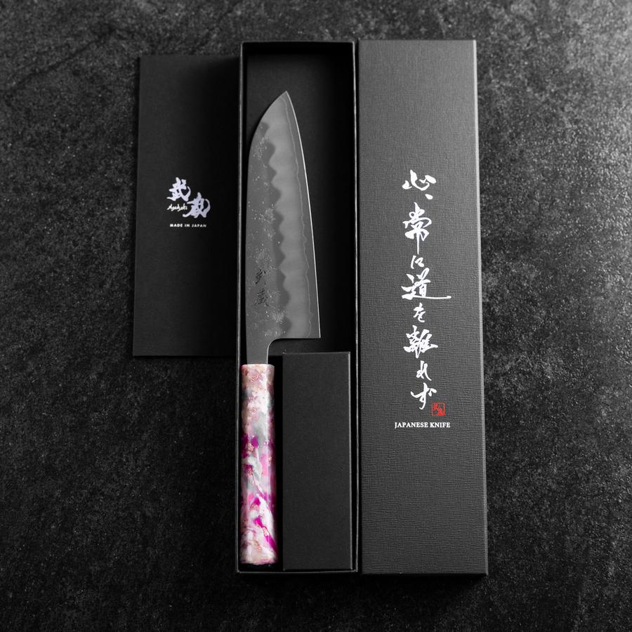 Santoku Silver Steel #3 Nashiji Sakura Ozeanplastik Griff 165mm - Image 8