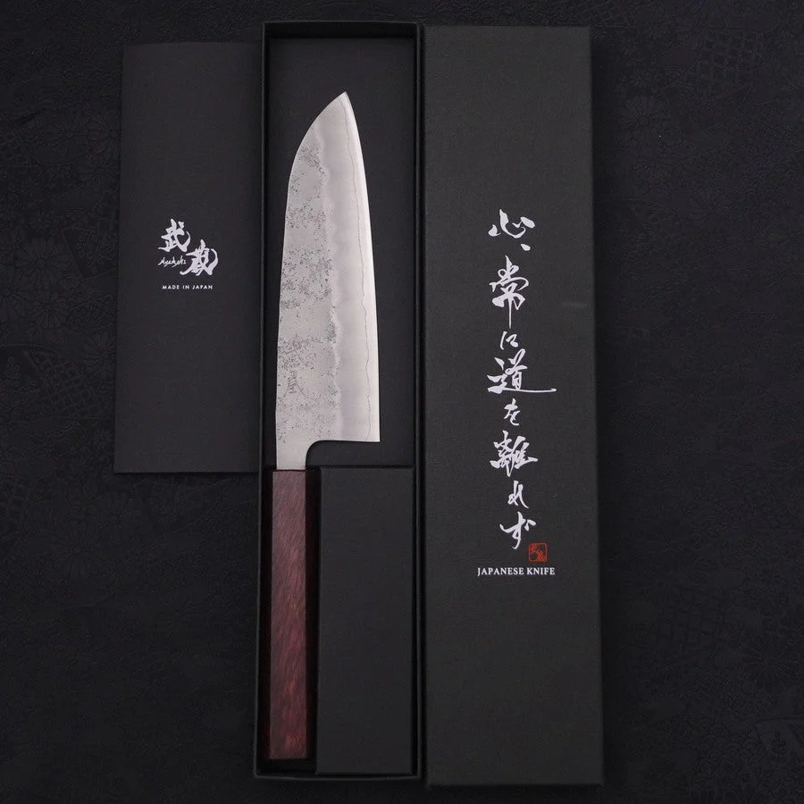 Santoku Silver Steel #3 Nashiji Lila Urushi Griff 165mm - Image 8