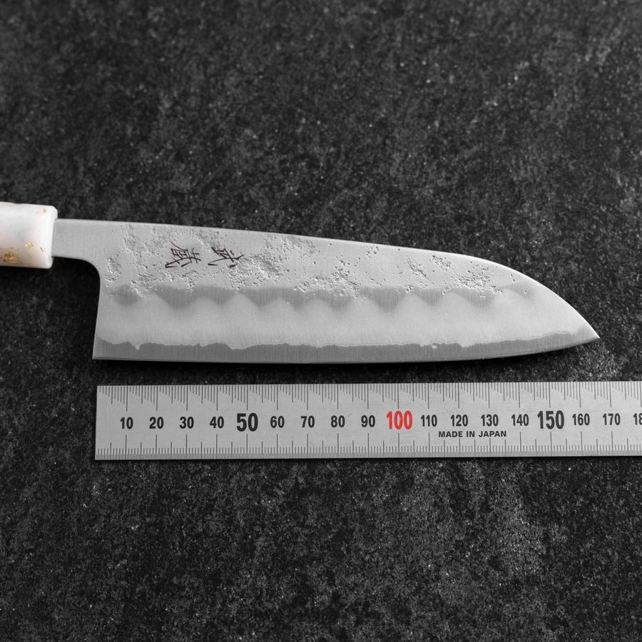 Santoku Silver Steel #3 Nashiji Weiß-Schwarzer Ozeanplastik Griff mit Blattgold 165mm - Image 7