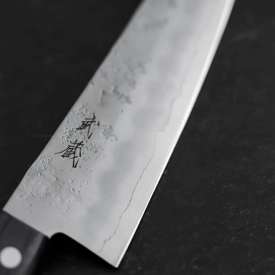 Santoku Silver Steel #3 Nashiji Lila Westlicher Griff 180mm (Tsuba-Nashi) - Image 3