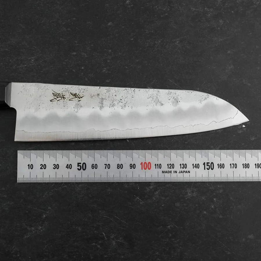 Santoku Silver Steel #3 Nashiji Lila Westlicher Griff 180mm (Tsuba-Nashi) - Image 6