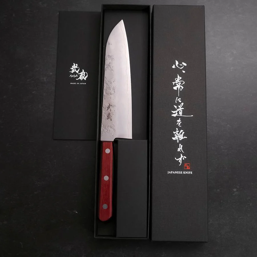 Santoku Silver Steel #3 Nashiji Roter Westlicher Griff 165mm - Image 8