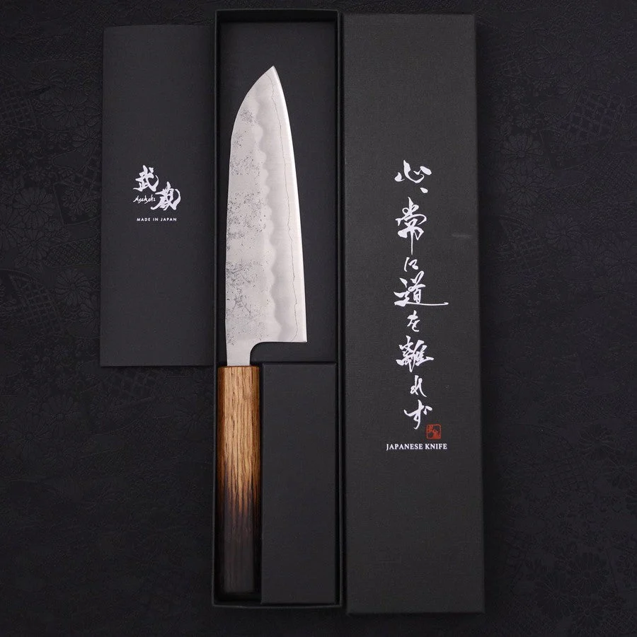 Santoku Silver Steel #3 Nashiji Yaki Urushi Griff 165mm - Image 8