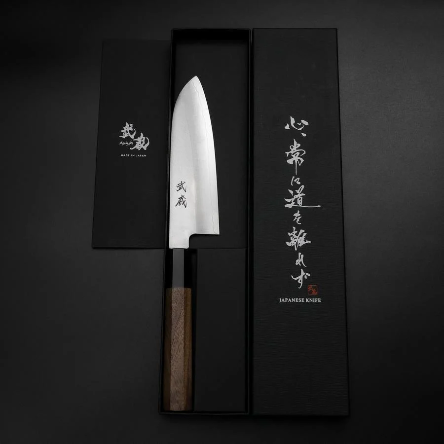 Santoku Silver Steel #3 Poliert Büffelhorn und Walnussholz Griff 155mm - Image 8