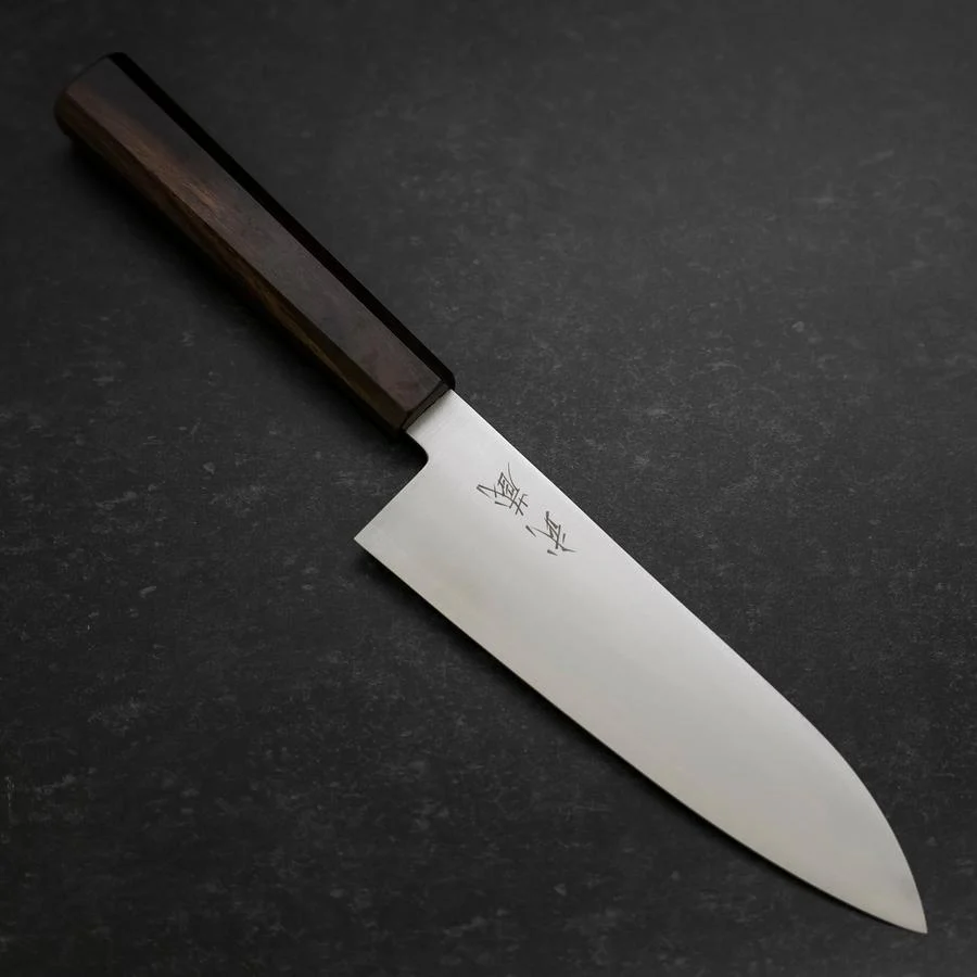 Santoku Silver Steel #3 Poliert Ebenholz Griff 180mm