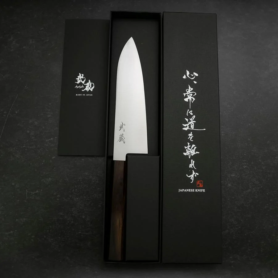 Santoku Silver Steel #3 Poliert Ebenholz Griff 180mm - Image 8