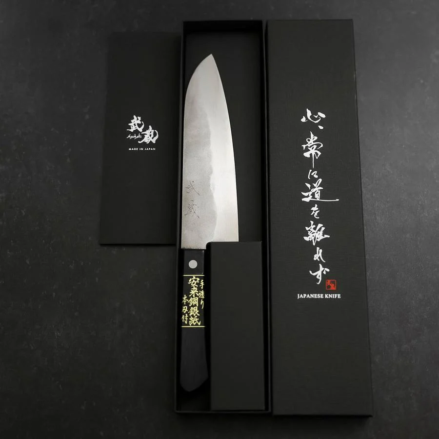 Santoku Silver Steel #3 Nashiji Schwarzer Westlicher Griff 165mm - Image 8