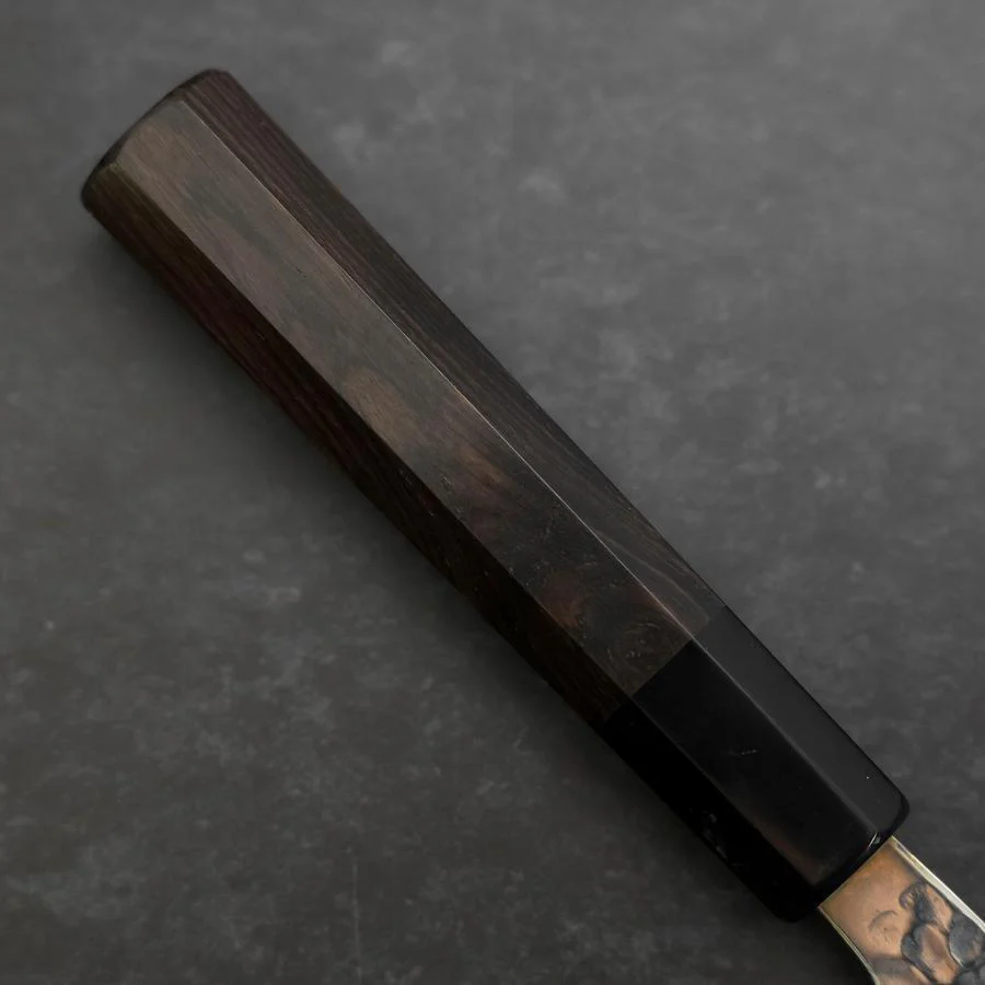 Santoku Silver Steel #3 Tsuchime Damast Büffelhorn und Ebenholz Griff 170mm - Image 6
