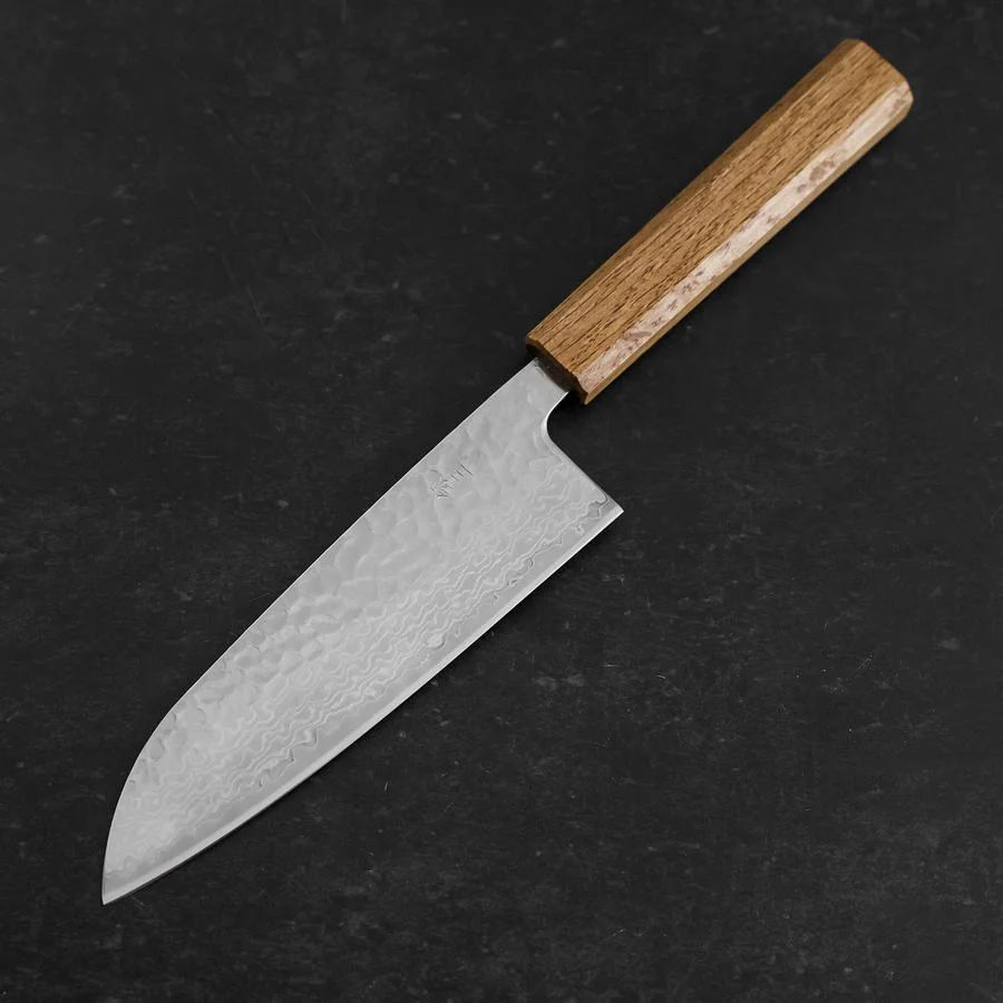 Santoku Silver Steel #3 Tsuchime Damast Eichenholz Griff 165mm - Image 2
