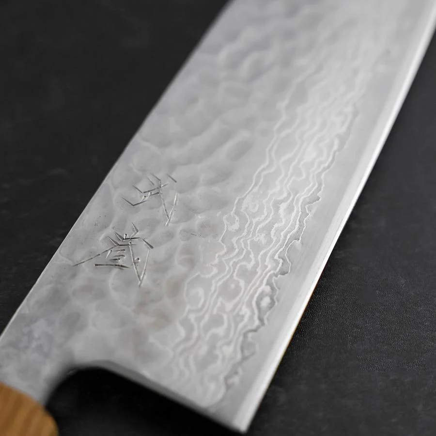 Santoku Silver Steel #3 Tsuchime Damast Eichenholz Griff 165mm - Image 3