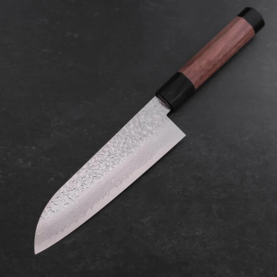 Santoku Silver Steel #3 Tsuchime Damast Walnussholz Griff 170mm - Image 2