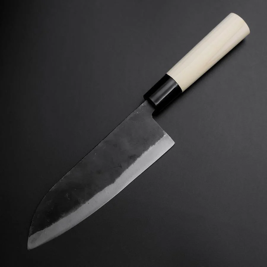 Santoku SK-Stahl Kurouchi Kurigata Magnolienholz Griff 165mm - Image 2