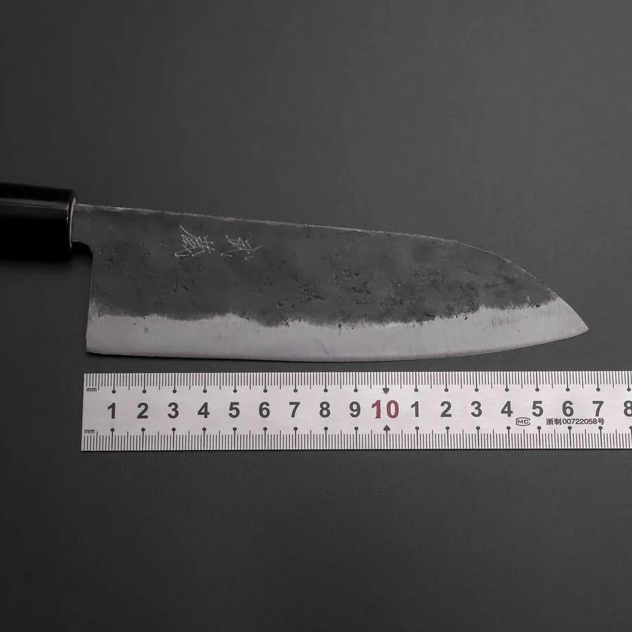 Santoku SK-Stahl Kurouchi Kurigata Magnolienholz Griff 165mm - Image 7