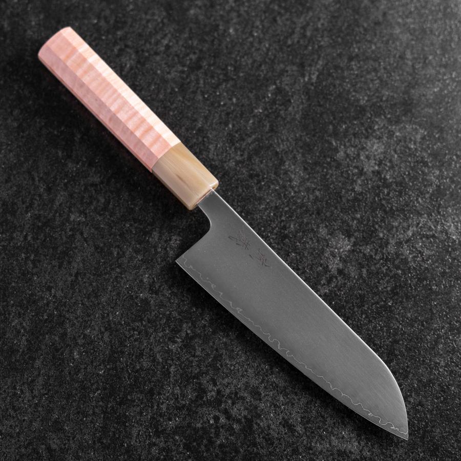 Santoku SLD Kagami Hell-Rosa Büffelhorn und Ahornholz Griff 170mm