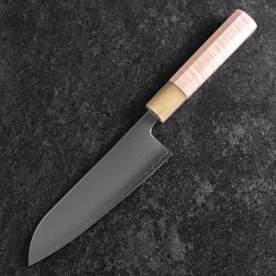 Santoku SLD Kagami Hell-Rosa Büffelhorn und Ahornholz Griff 170mm - Image 2