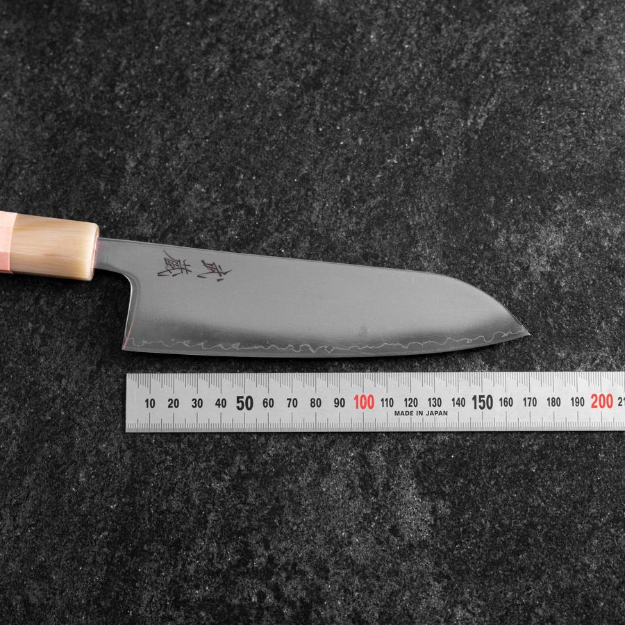Santoku SLD Kagami Hell-Rosa Büffelhorn und Ahornholz Griff 170mm - Image 7