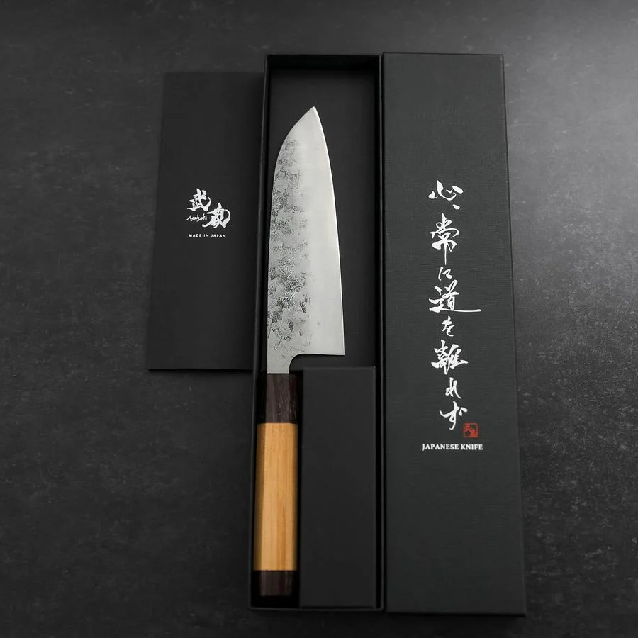 Santoku SLD Nashiji Washi Doppel-Kappe Kirschholz Griff 165mm - Image 8