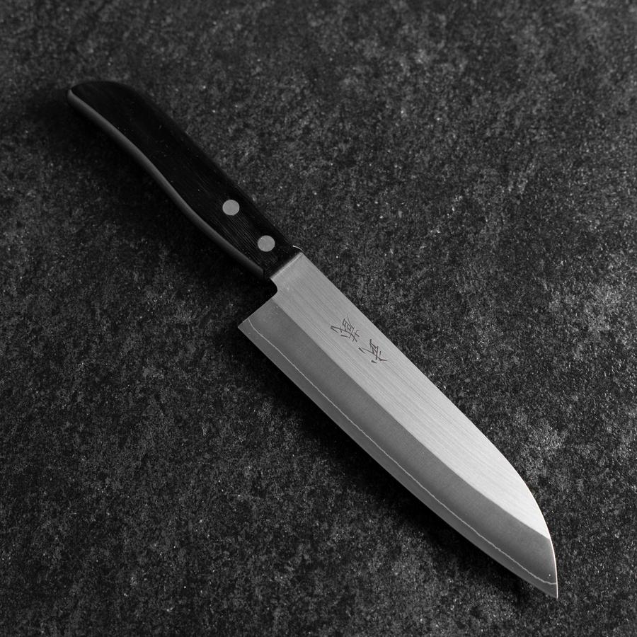 Santoku SLD Poliert Schwarzer Westlicher Griff 165mm (Tsuba Nashi)