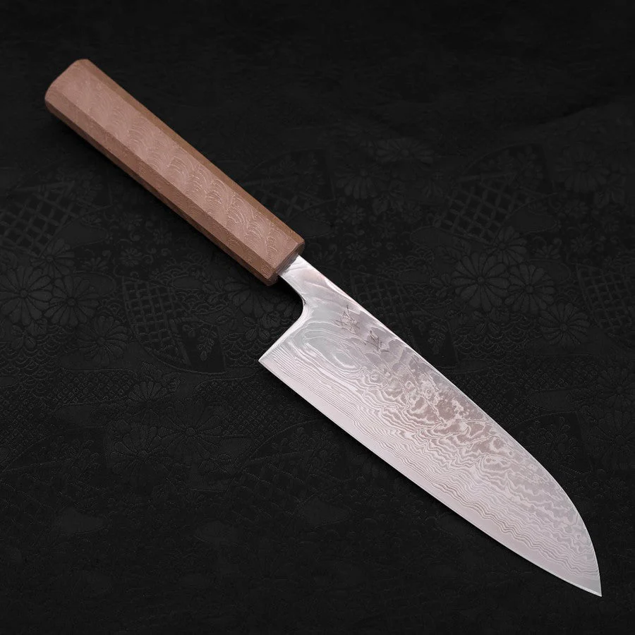 Santoku SLD Wellen Nickel Damast Weißer Urushi Griff 165mm
