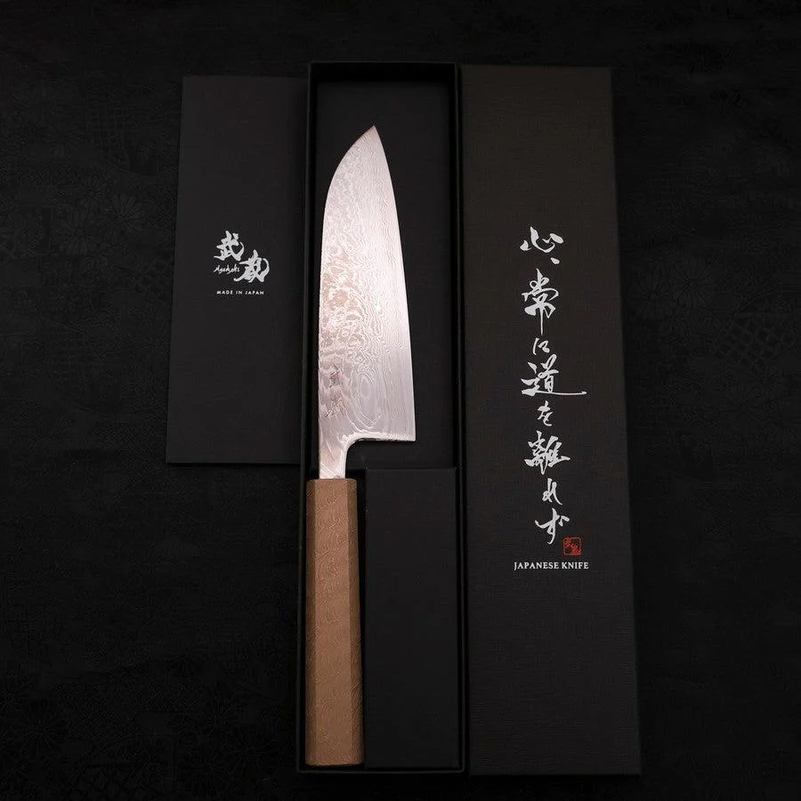 Santoku SLD Wellen Nickel Damast Weißer Urushi Griff 165mm - Image 8