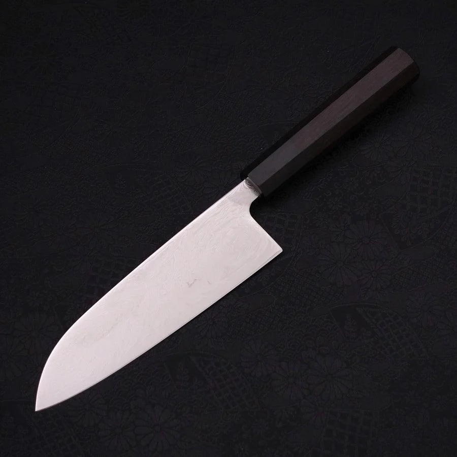Santoku SLD Wellen-Nickel Damast Büffelhorn und Ebenholz Griff 165mm - Image 2