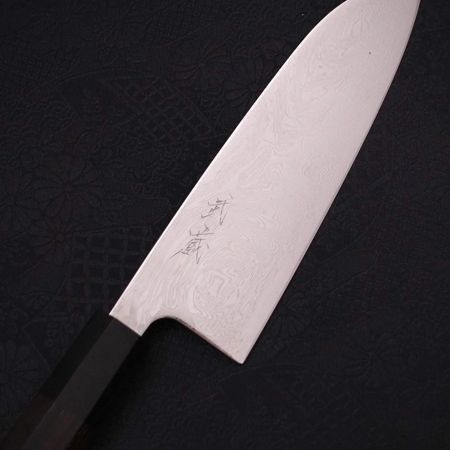 Santoku SLD Wellen-Nickel Damast Büffelhorn und Ebenholz Griff 165mm - Image 3