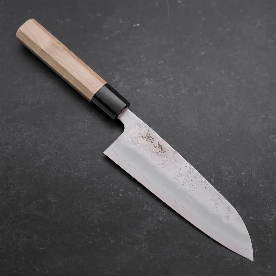 Santoku Silver Steel #3 Nashiji Büffelhorn und Magnolienholz Griff 165mm