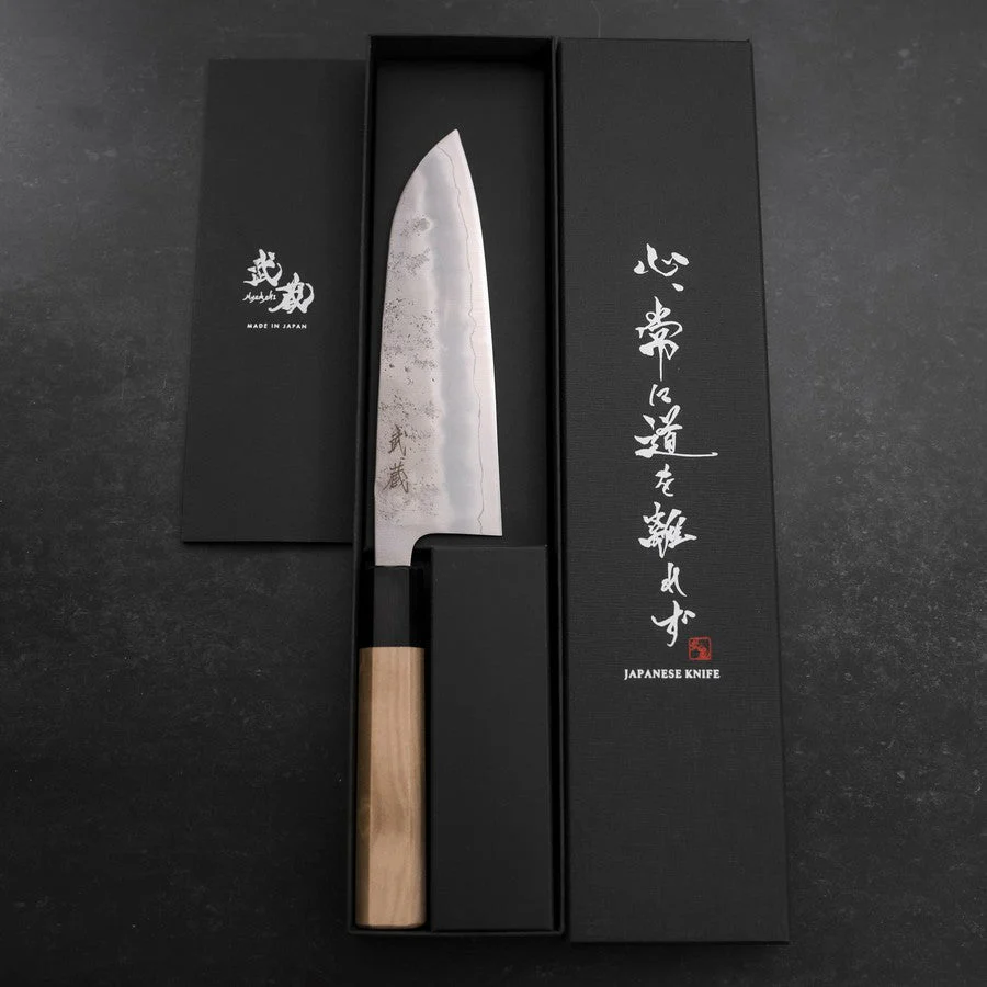Santoku Silver Steel #3 Nashiji Büffelhorn und Magnolienholz Griff 165mm - Image 8