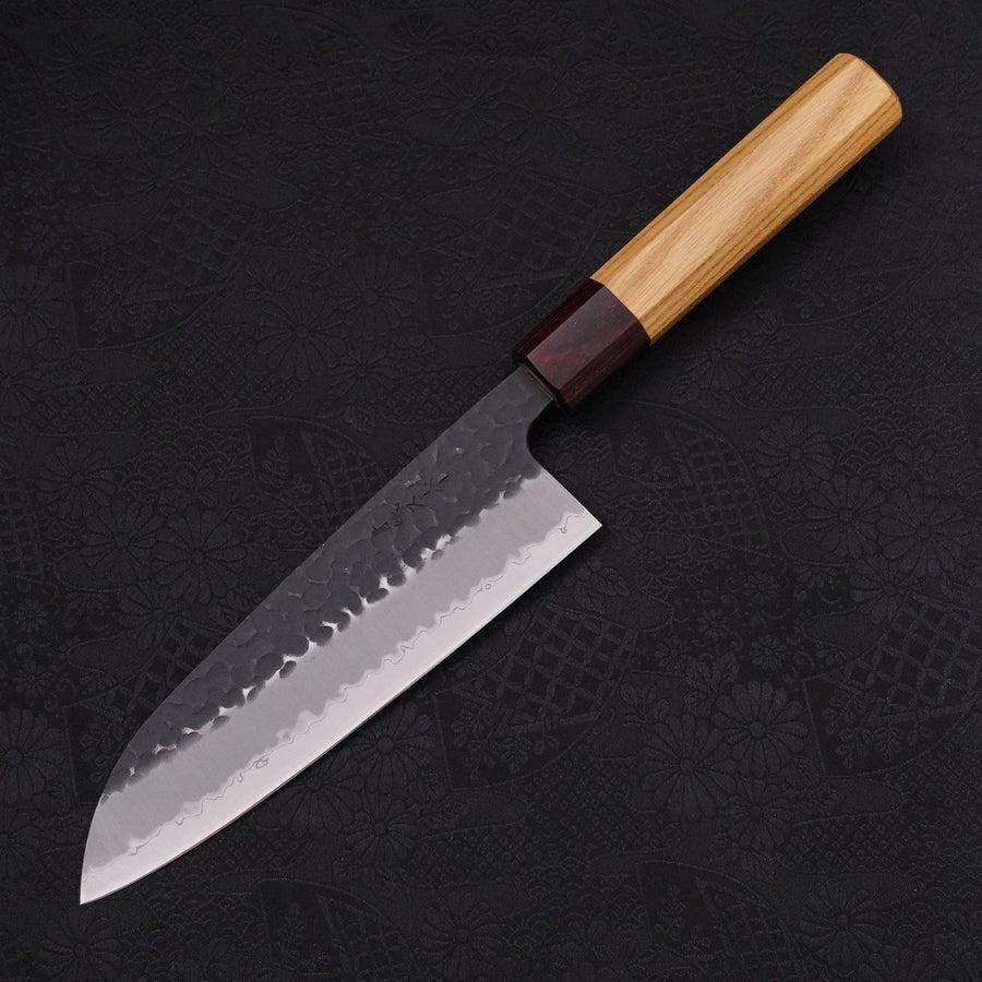 Santoku Aogami-Super Edelstahlummantelung Kurouchi Tsuchime Japanische Zelkove Griff 165mm - Image 2