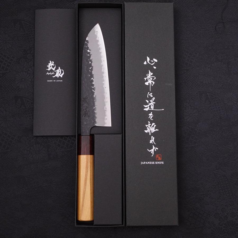 Santoku Aogami-Super Edelstahlummantelung Kurouchi Tsuchime Japanische Zelkove Griff 165mm - Image 8