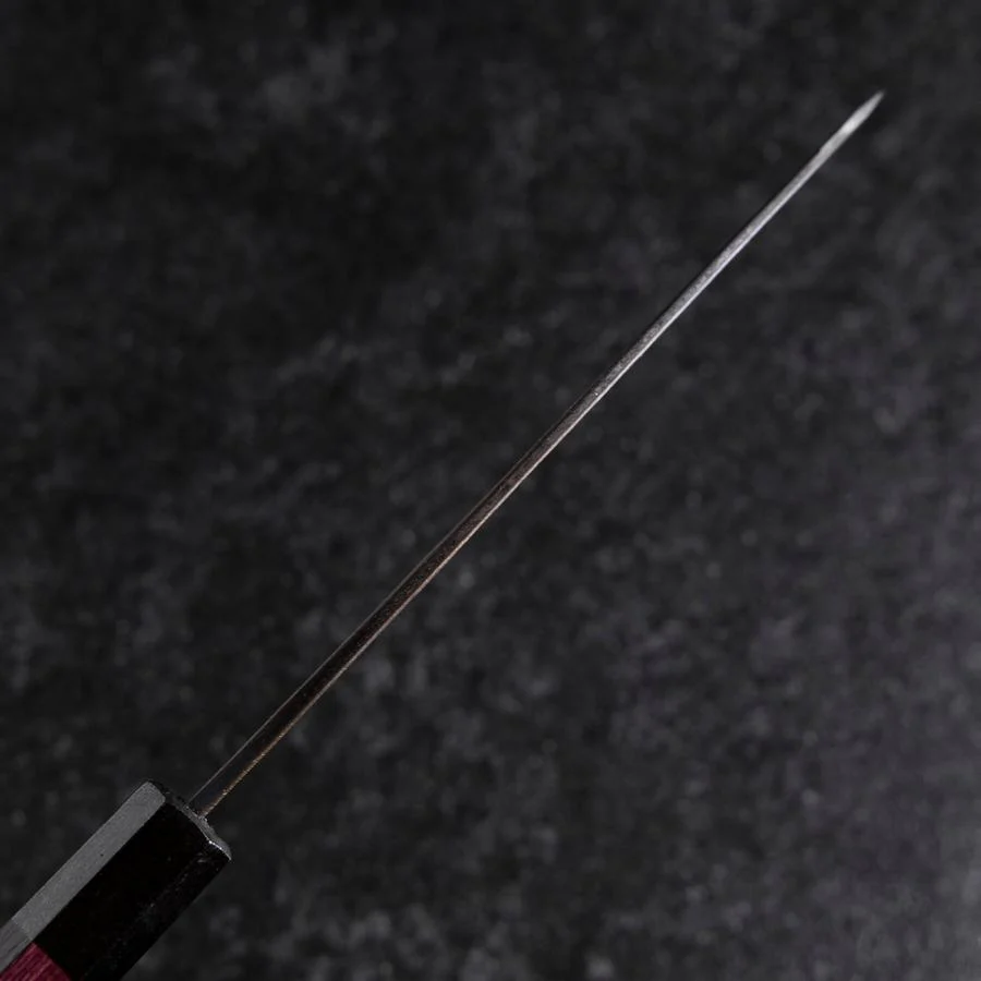 Santoku Edelstahlummantelung Blue Steel #2 Kurouchi Lila Urushi Griff 165mm - Image 5