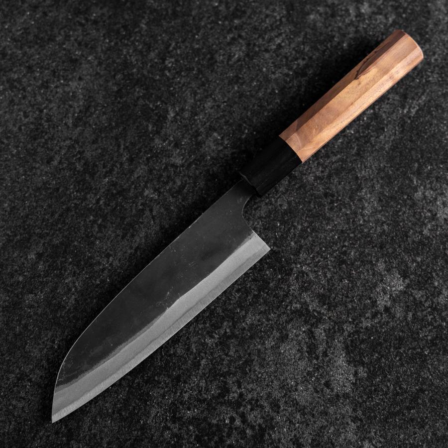 Santoku Edelstahlummantelung Blue Steel #2 Kurouchi Walnussholz Griff 165mm - Image 2