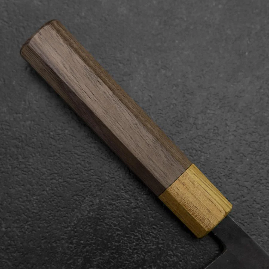 Santoku Edelstahlummantelung Blue Steel #2 Kurouchi Walnussholz-Zelkove Griff 165mm - Image 6