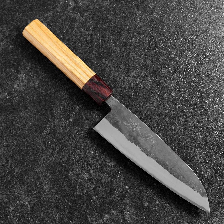 Santoku Edelstahlummantelung Blue Steel #2 Kurouchi Zelkove Griff 165mm