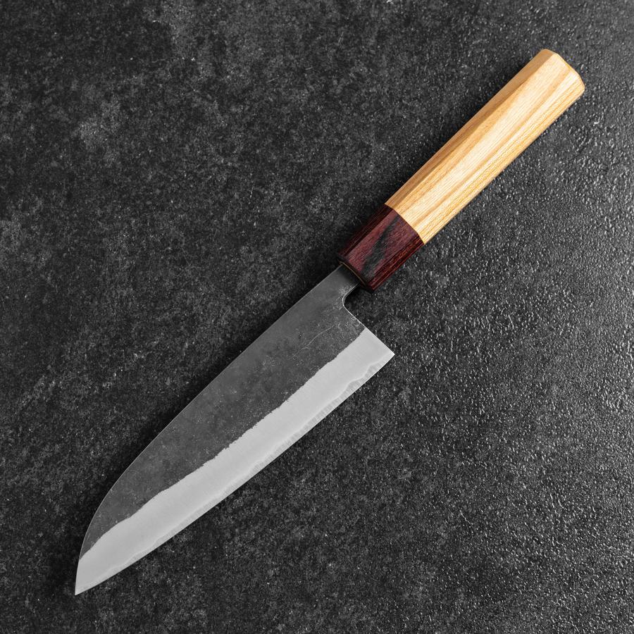 Santoku Edelstahlummantelung Blue Steel #2 Kurouchi Zelkove Griff 165mm - Image 2