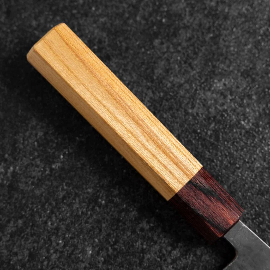 Santoku Edelstahlummantelung Blue Steel #2 Kurouchi Zelkove Griff 165mm - Image 6