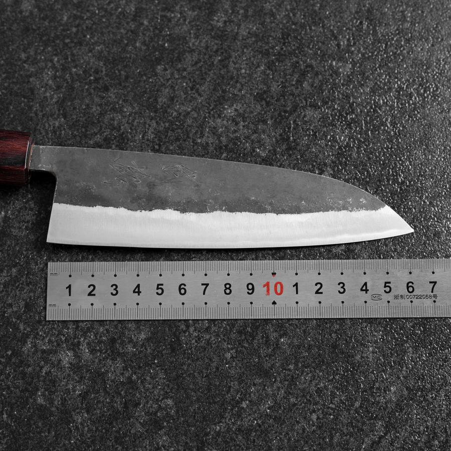 Santoku Edelstahlummantelung Blue Steel #2 Kurouchi Zelkove Griff 165mm - Image 7