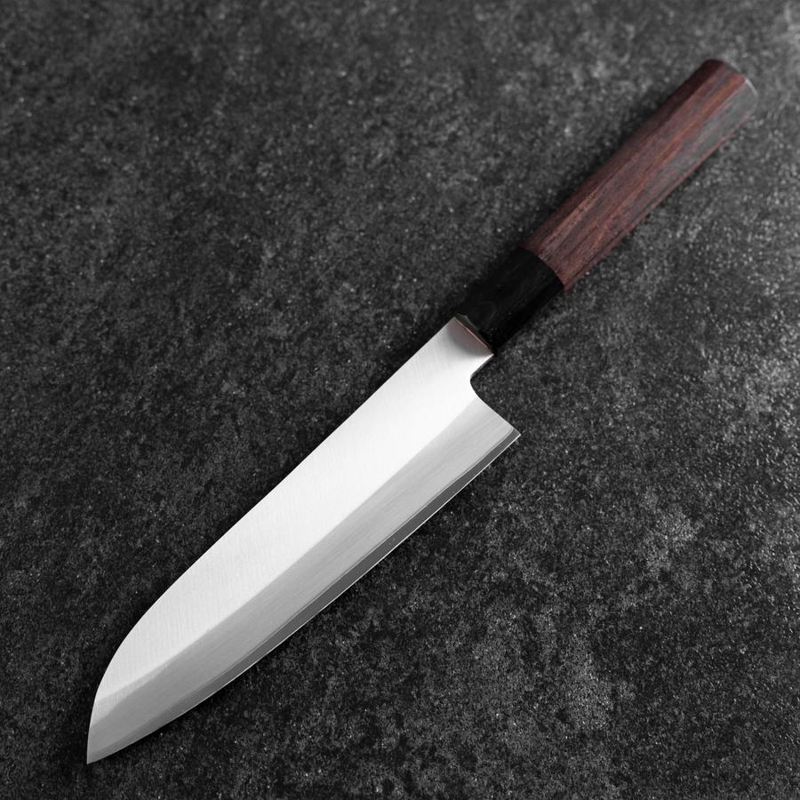 Santoku Edelstahlummantelung Blue Super Poliert Büffelhorn und Ebenholz Griff 180mm - Image 2