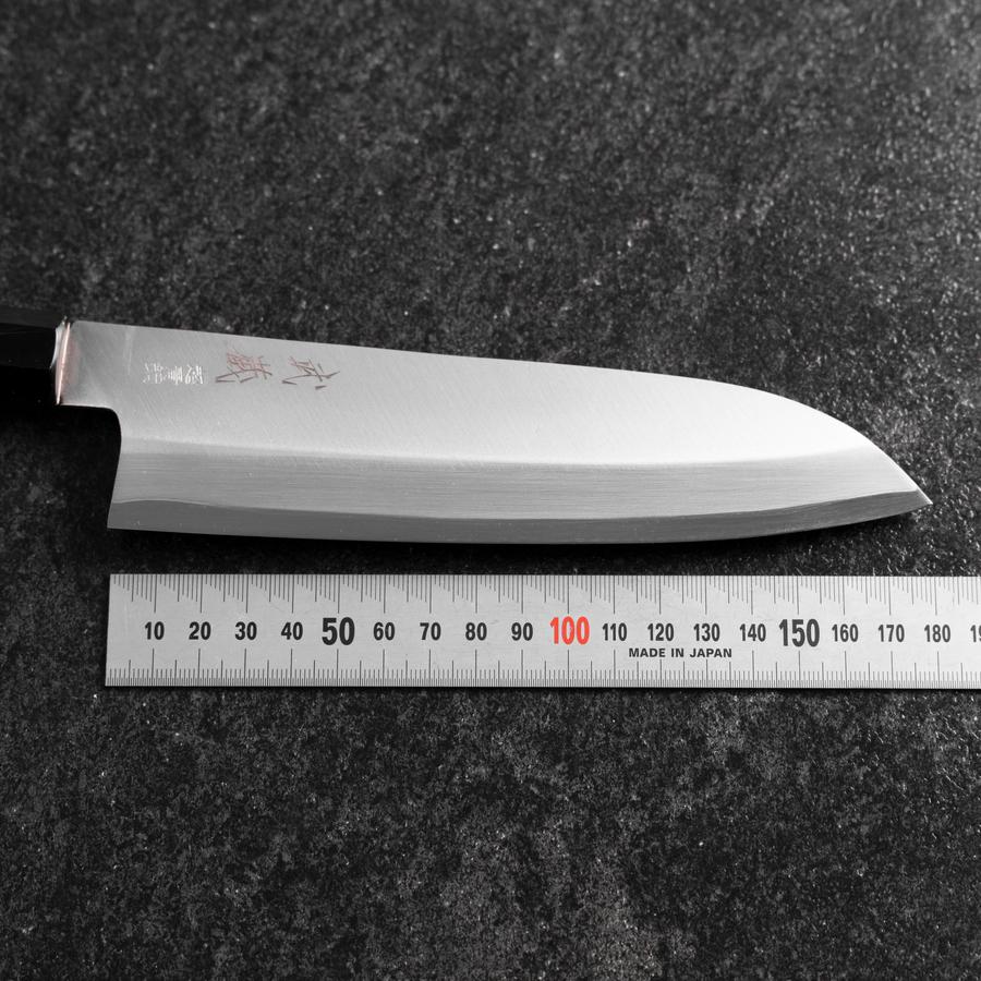 Santoku Edelstahlummantelung Blue Super Poliert Büffelhorn und Ebenholz Griff 180mm - Image 7