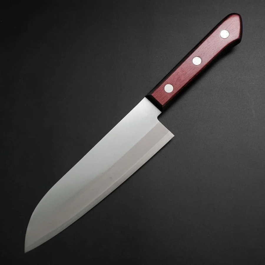 Santoku Edelstahlummantelung Blue Super Poliert Schwarz-Roter Westlicher Griff 165mm - Image 2