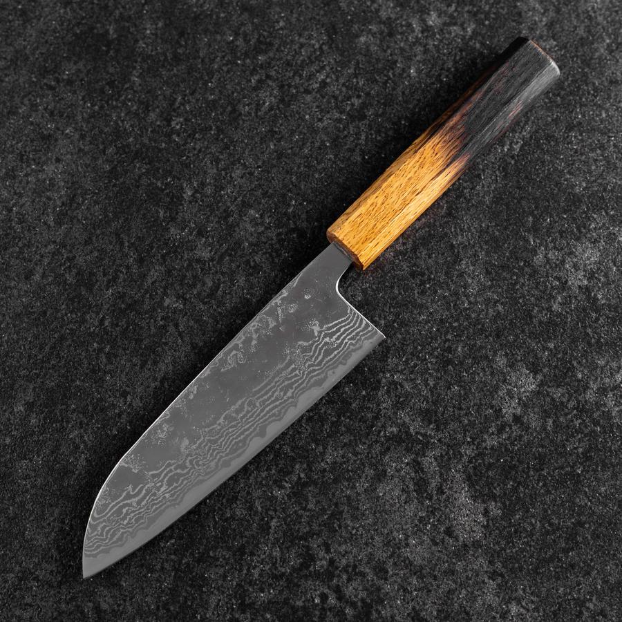 Santoku Schwedenstahl Kagami Nashiji Washi Damast Yaki Urushi Griff 165mm - Image 2
