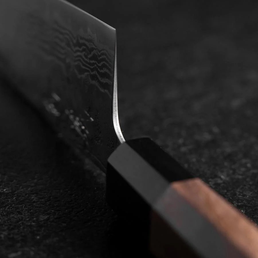 Santoku Schwedenstahl Nashiji Washi Damast Walnussholz Griff 165mm - Image 4