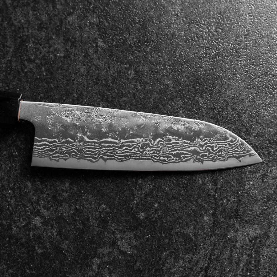 Santoku Schwedenstahl Nashiji Washi Damast Walnussholz Griff 165mm - Image 7